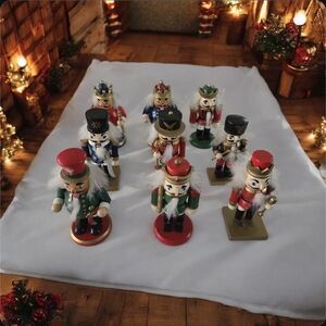 9pc Wooden 5-inch Nutcrackers Christmas Decoration.  Festive Nutcracker Figurine